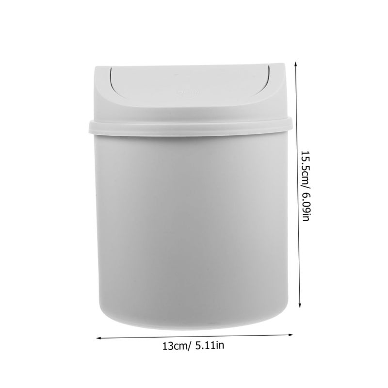 Compact Grey Desktop Trash Can With Lid Swing Top Waste Bin For Home Office - Image 3