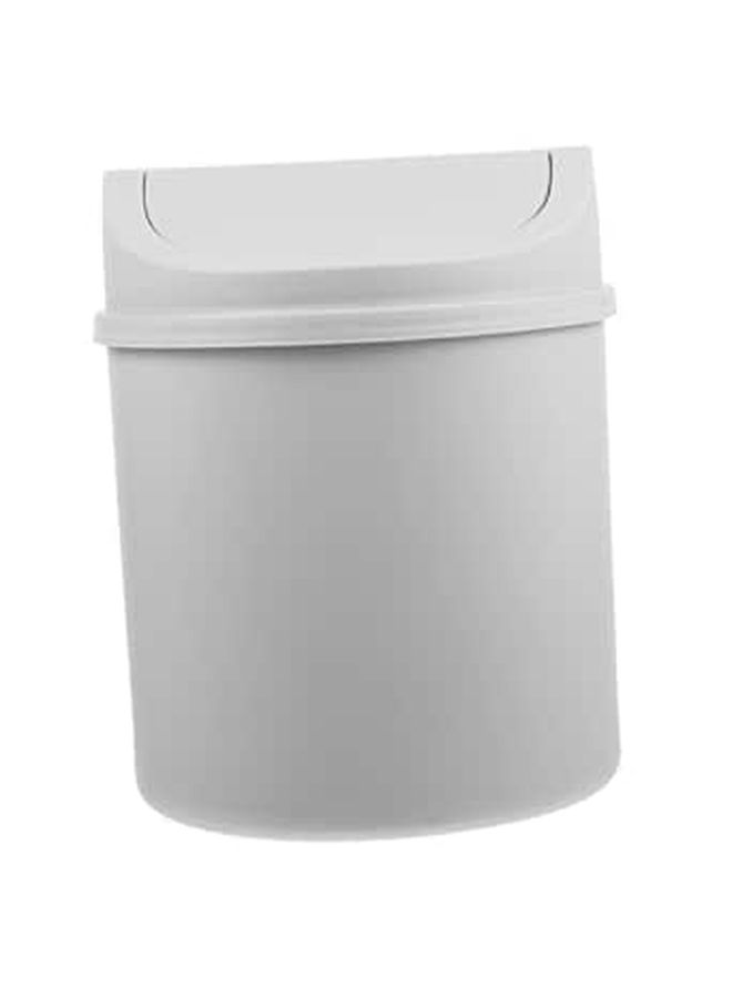 Compact Grey Desktop Trash Can With Lid Swing Top Waste Bin For Home Office - Image 1