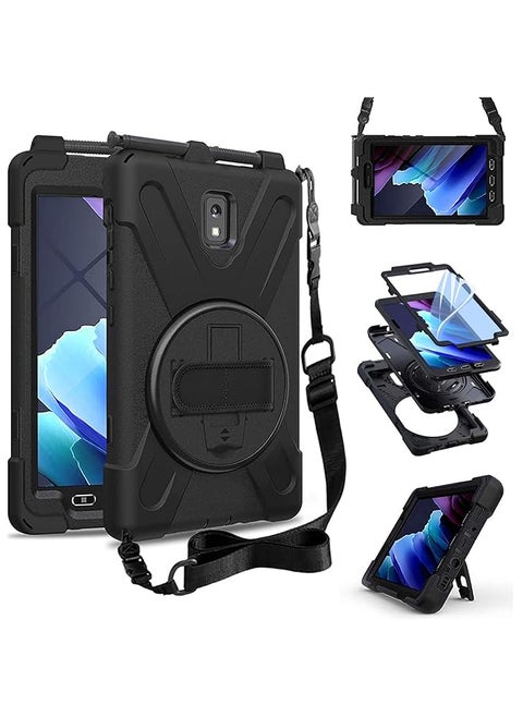 Galaxy Tab Active 3 Case T570 T575 T577 Case With Kickstand Hand Strap And Shoulder Strap Shockproof Case For Samsung Galaxy Tab Active 3 8 Inch Black