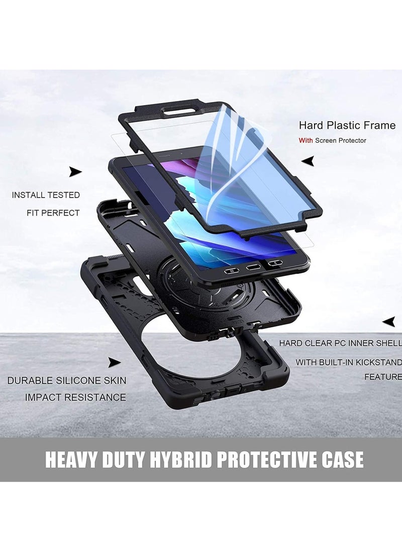 Generic - Galaxy Tab Active 3 Case T570 T575 T577 Case With Kickstand Hand Strap And Shoulder Strap Shockproof Case For Samsung Galaxy Tab Active 3 8 Inch Black - Image 1