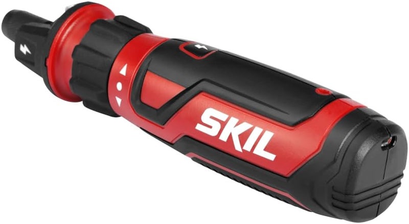 SKIL Rechargeable 4V Cordless Screwdriver with Circuit Sensor Technology, Includes 9pcs Bit, 1pc Bit Holder, USB Charging Cable - SD561201, Red - Image 2