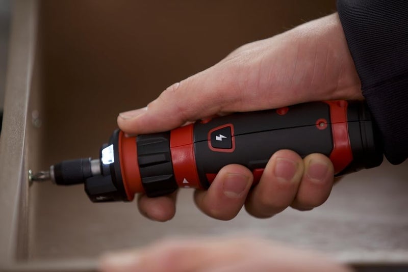 SKIL Rechargeable 4V Cordless Screwdriver with Circuit Sensor Technology, Includes 9pcs Bit, 1pc Bit Holder, USB Charging Cable - SD561201, Red - Image 3