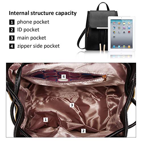 Pahajim Women's Fashion Travel Backpack Mini Purses Bag Cute Rucksack Multipurpose Shoulder Bag (black) - Image 3