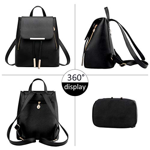 Pahajim Women's Fashion Travel Backpack Mini Purses Bag Cute Rucksack Multipurpose Shoulder Bag (black) - Image 5