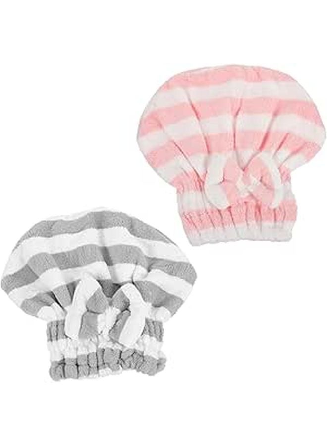 2Pcs Super Absorbent Hair Drying Turban Cap For Women Reusable Microfiber - Image 1