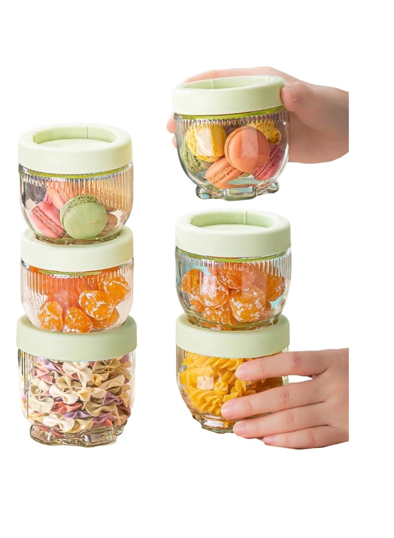 6 Pack Cat Claw Base Glass Storage Jars - 10 oz Eco-Friendly Kitchen Canisters for Dry Food, Coffee & Nuts, Dishwasher Safe  - Image 1