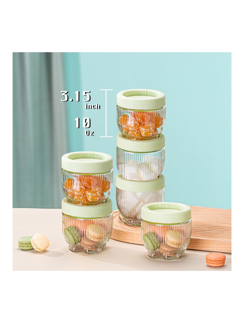 6 Pack Cat Claw Base Glass Storage Jars - 10 oz Eco-Friendly Kitchen Canisters for Dry Food, Coffee & Nuts, Dishwasher Safe  - Image 2