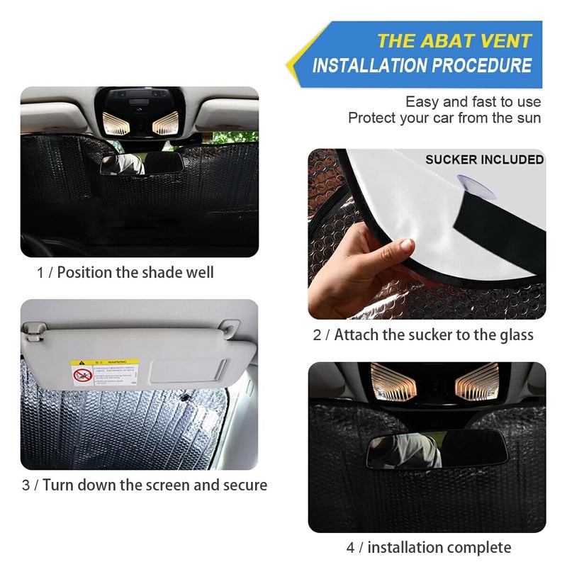 Bolaz Cartoon Eyes Car Front Windshield Sun Shade, Accordion Folding Auto Sunshade Blocks UV Rays Sun Visor Protector - Image 2