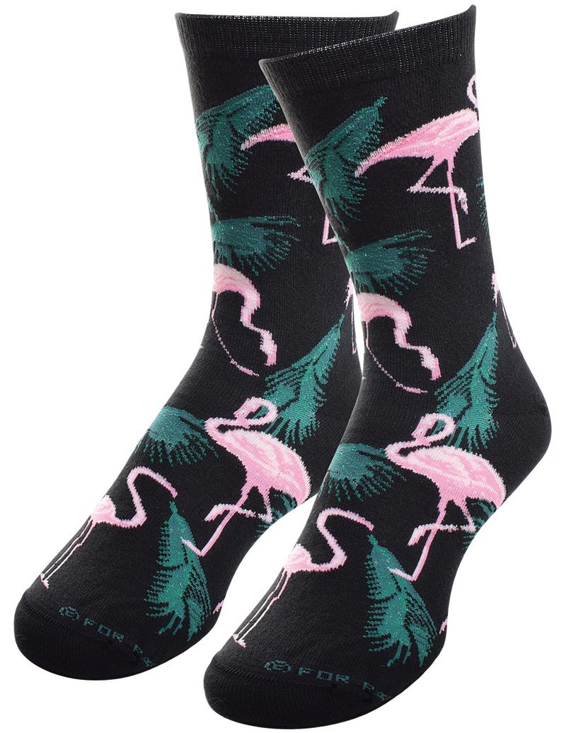 Animal Den Flamingo Palm Socks,White/Grey/Black/Red,Medium 6-11 Womens 5-10 Mens - Image 5
