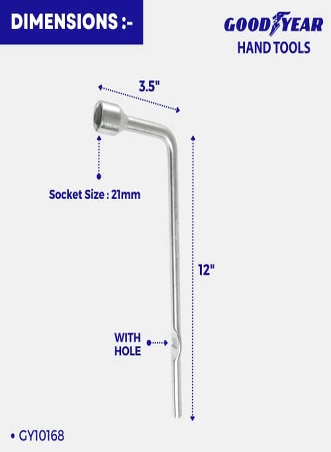 Goodyear L-Spanner, Metal L-Shaped Car Wheel Nut Spanner Single Sided L Type Wrench 21mm Single Sided L Type Wrench - Image 3