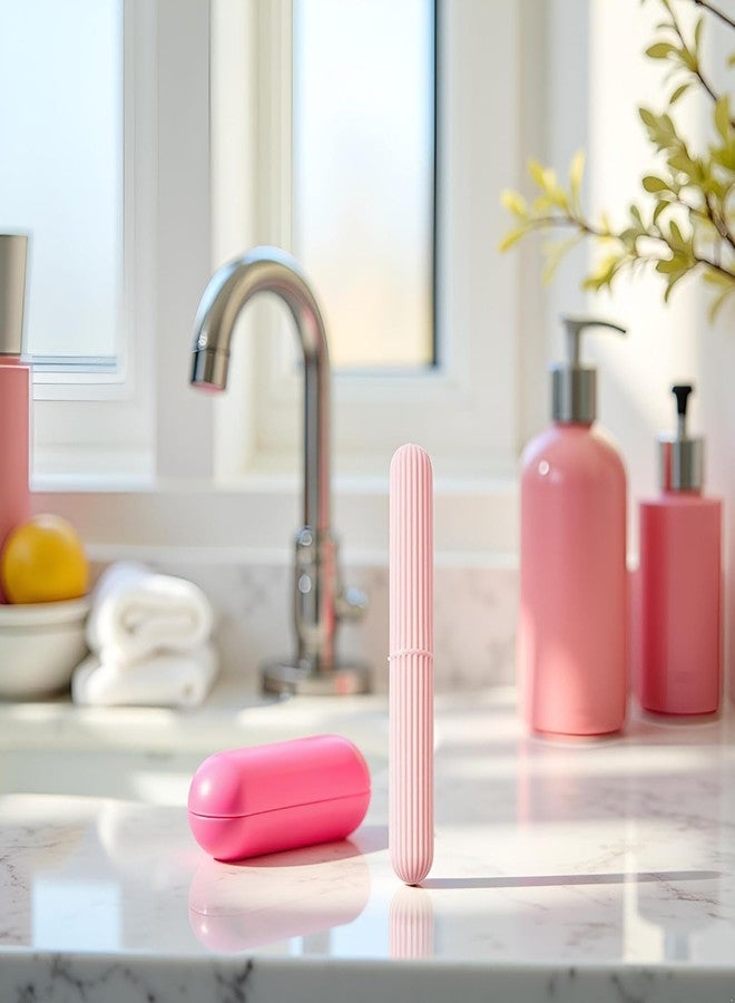SelHeng Pink Portable Toothbrush Storage Case with Protective Lid, 8.6 inches, Toothbrush Cover Travel Camping - Image 4