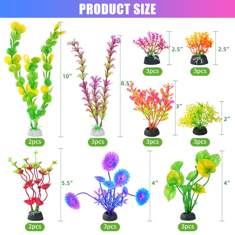 AQUANEAT 26pcs Artificial Fish Tank Plants, Multi Color Plastic Aquarium Accessories - Image 3