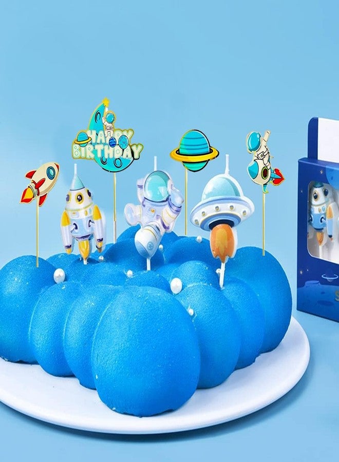 Partysanthe Out of Space Astronaut Theme Birthday Candle for Galaxy Space Astronaut Rocket Theme Party - Pack of 8pcs - Image 3