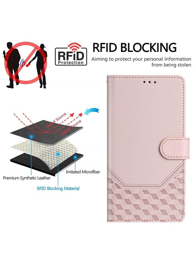 ⁧جراب هاتف جلدي منقوش بتقنية RFID لهاتف Motorola Moto G73 5G (وردي)⁩