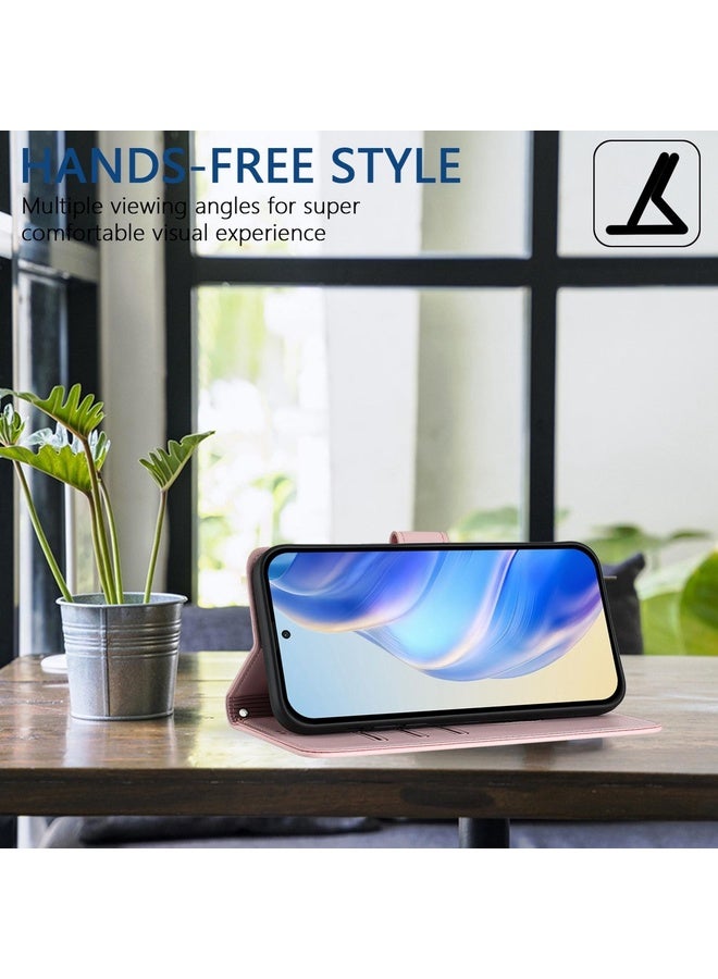 ⁧جراب هاتف جلدي منقوش بتقنية RFID لهاتف Motorola Moto G73 5G (وردي)⁩