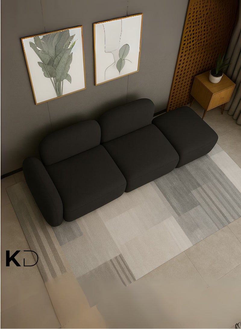 KustomDeco Auro 3-Seater Modular Sofa with 2 Oversized Backrests, Minimalist Design, Customizable Sofa Black Fabric – Contemporary Living Room Furniture - Image 3