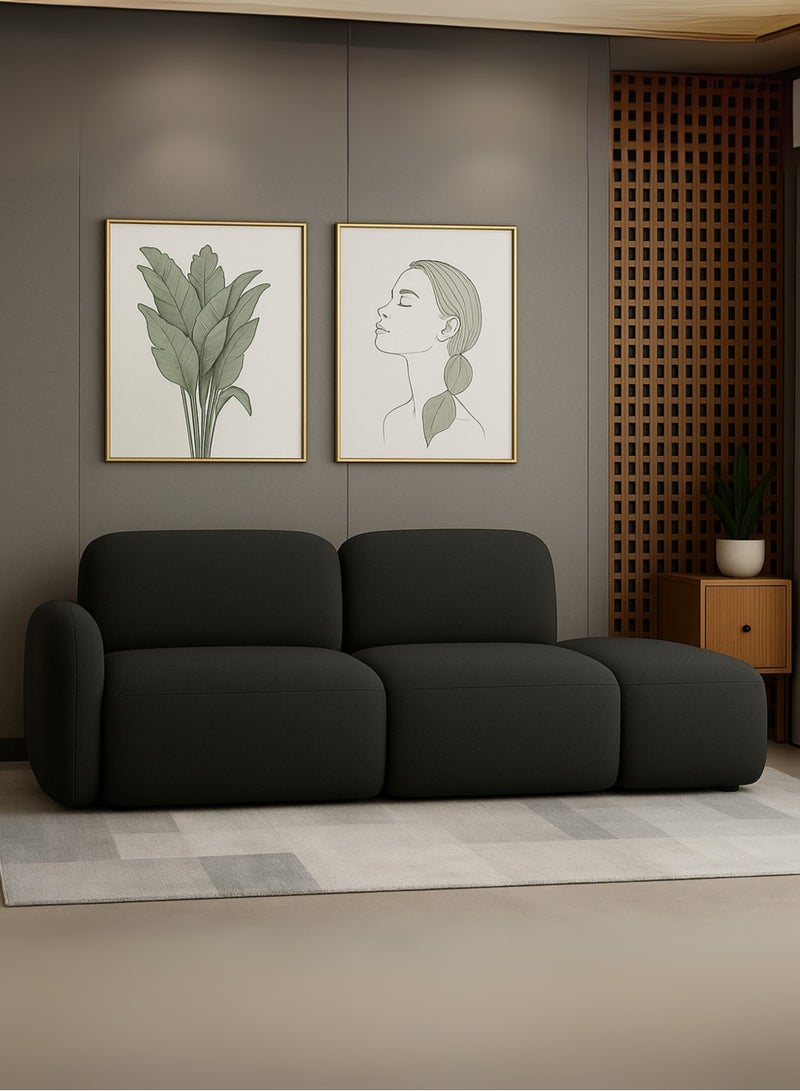 KustomDeco Auro 3-Seater Modular Sofa with 2 Oversized Backrests, Minimalist Design, Customizable Sofa Black Fabric – Contemporary Living Room Furniture - Image 1