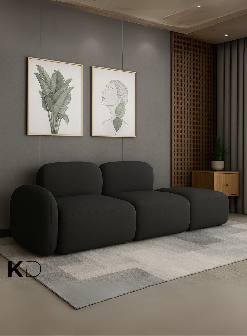 KustomDeco Auro 3-Seater Modular Sofa with 2 Oversized Backrests, Minimalist Design, Customizable Sofa Black Fabric – Contemporary Living Room Furniture - Image 2
