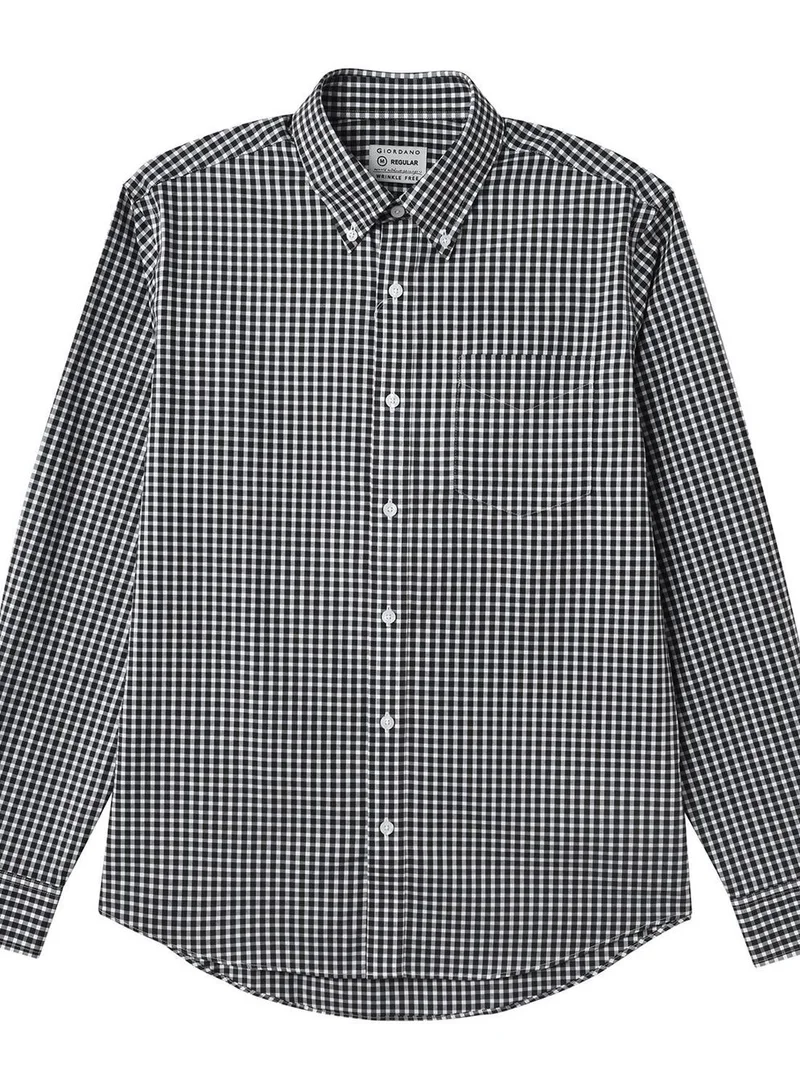 GIORDANO Men's Wrinkle-Free Long Sleeve Cotton Oxford Shirt