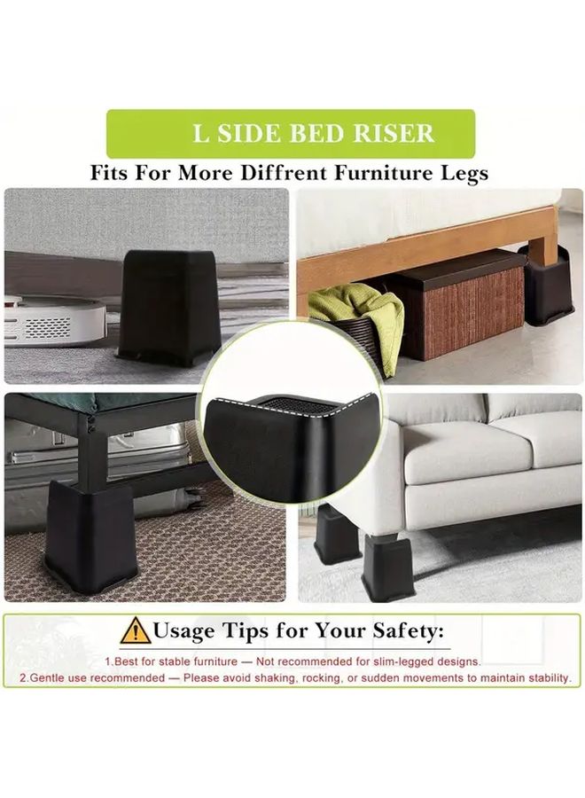 Heavy Duty 4 Inch Bed Risers Set Of 4 With Non Slip Base And Rubber Grips - Image 3