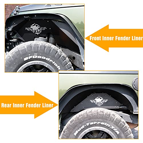 JROAD Soldier Front&Rear Inner Fender Liners Aluminum compatible with Jeep Wrangler 07-18 JK JKU Sports Sahara Rubicon 2/4-Door - Image 2