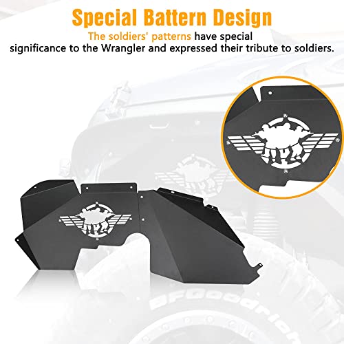 JROAD Soldier Front&Rear Inner Fender Liners Aluminum compatible with Jeep Wrangler 07-18 JK JKU Sports Sahara Rubicon 2/4-Door - Image 4