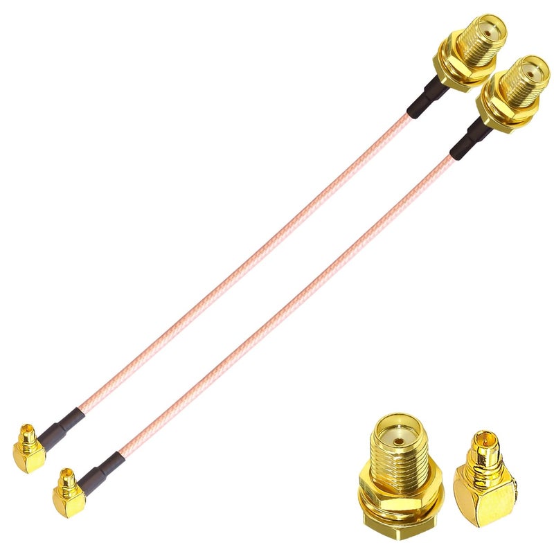 TUOLNK 2PCS SMA to MMCX Coax Cable, SMA Female to MMCX Male Right Angle 90 Degree Extension Coax Cable 6inch(15cm) Extender for Antenna, Radios - Image 1
