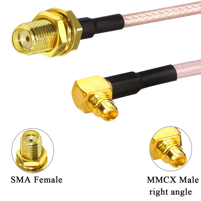 TUOLNK 2PCS SMA to MMCX Coax Cable, SMA Female to MMCX Male Right Angle 90 Degree Extension Coax Cable 6inch(15cm) Extender for Antenna, Radios - Image 2