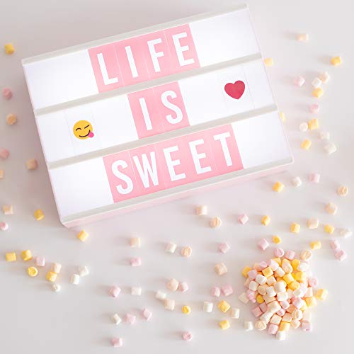 BONNYCO Pink Cinema Light Box with 400 Letters, Emojis, 2 Markers. Led Light Box Home Office and Room Decor, Cinema Led Sign Letters Board. Gifts for Women Girls Christmas Birthdays, Pink Decor - Image 2