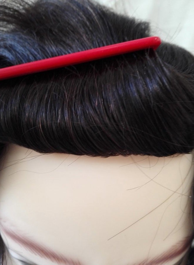 Lumeng Toupee Men Wigs Hairpiece Male Hair Unit Bolding Man Replacement 100% Human Hair Mono Lace With Npu Around Lace Systems 6x8 Inch 6 Inch Length Color 1B Off Black - Image 5