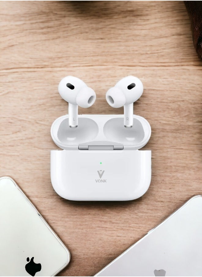 Original Bluetooth Pro headset from Vonk, second version, a wireless Bluetooth headset that supports wireless charging, features clear sound and noise isolation, works on all mobile phones such as iPh