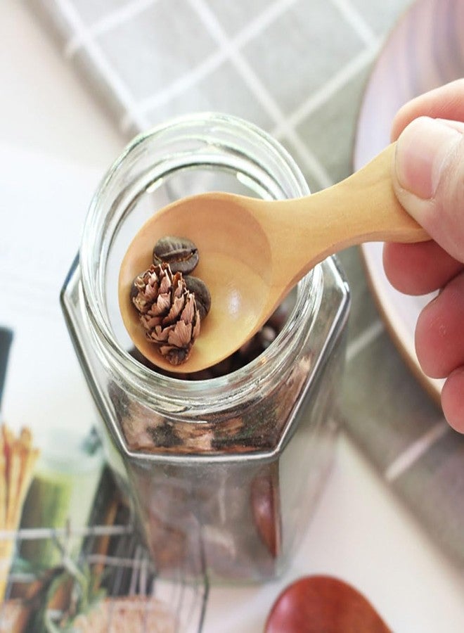 nanaxagly 2 Pcs Mini Wooden Spoon with Short Handle, Perfect for Small Jars of Jam Spices Condiments Sugar Honey Coffee Tea Mustard Ice Cream Milk Powder, Kitchen Accessories (Khaki) - Image 3