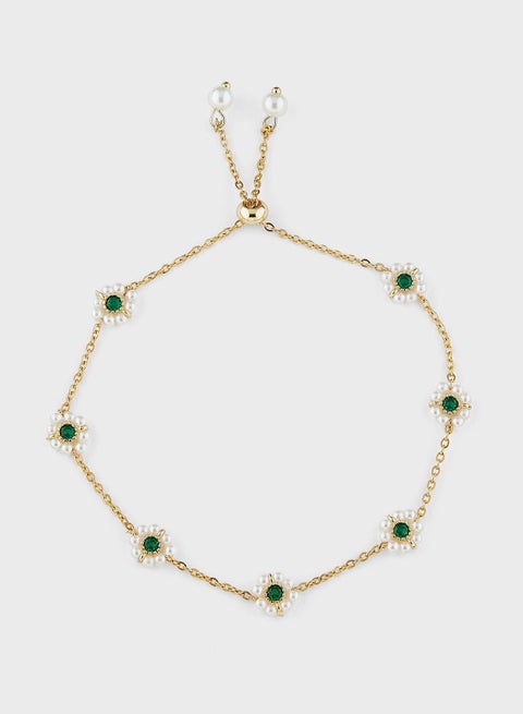 Floral Beaded Chain Bracelet