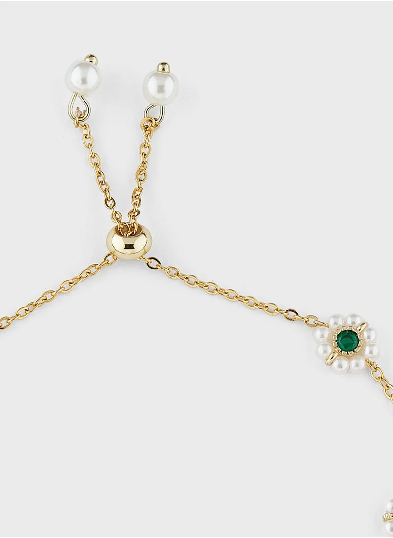 Ginger Floral Beaded Chain Bracelet