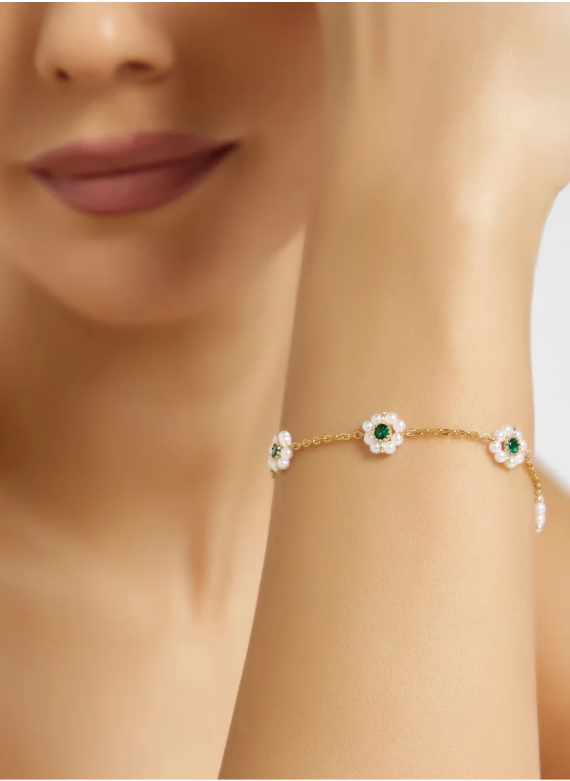 Ginger Floral Beaded Chain Bracelet