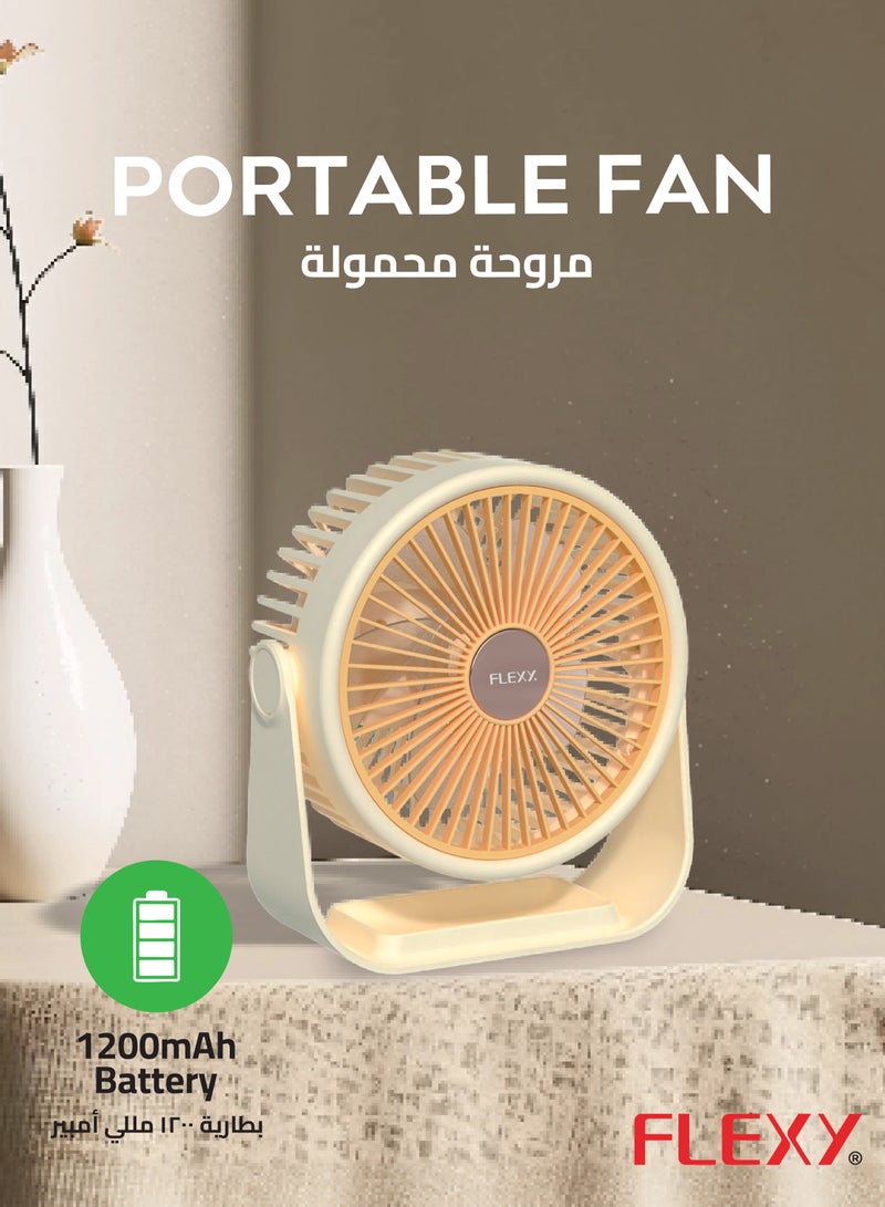 FLEXY® Rechargeable Desktop Fan – 8 Inch Portable Fan for Home & Office with  3 Speeds, USB Charging, Adjustable Angle, Quiet Operation. - Image 2