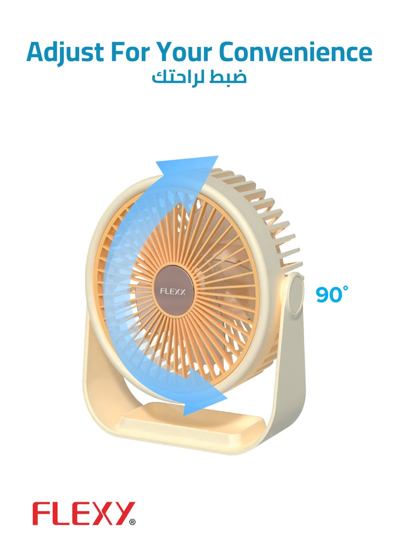FLEXY® Rechargeable Desktop Fan – 8 Inch Portable Fan for Home & Office with  3 Speeds, USB Charging, Adjustable Angle, Quiet Operation. - Image 3