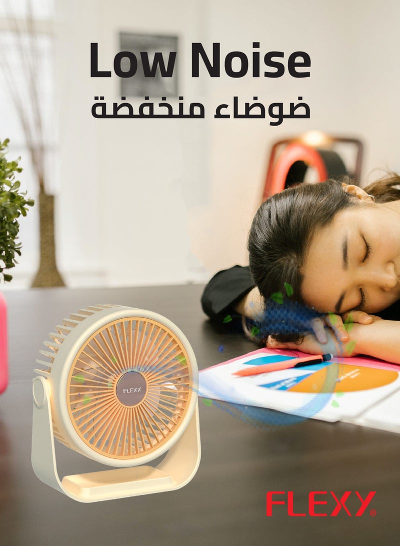 FLEXY® Rechargeable Desktop Fan – 8 Inch Portable Fan for Home & Office with  3 Speeds, USB Charging, Adjustable Angle, Quiet Operation. - Image 4