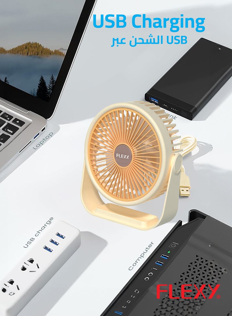 FLEXY® Rechargeable Desktop Fan – 8 Inch Portable Fan for Home & Office with  3 Speeds, USB Charging, Adjustable Angle, Quiet Operation. - Image 5