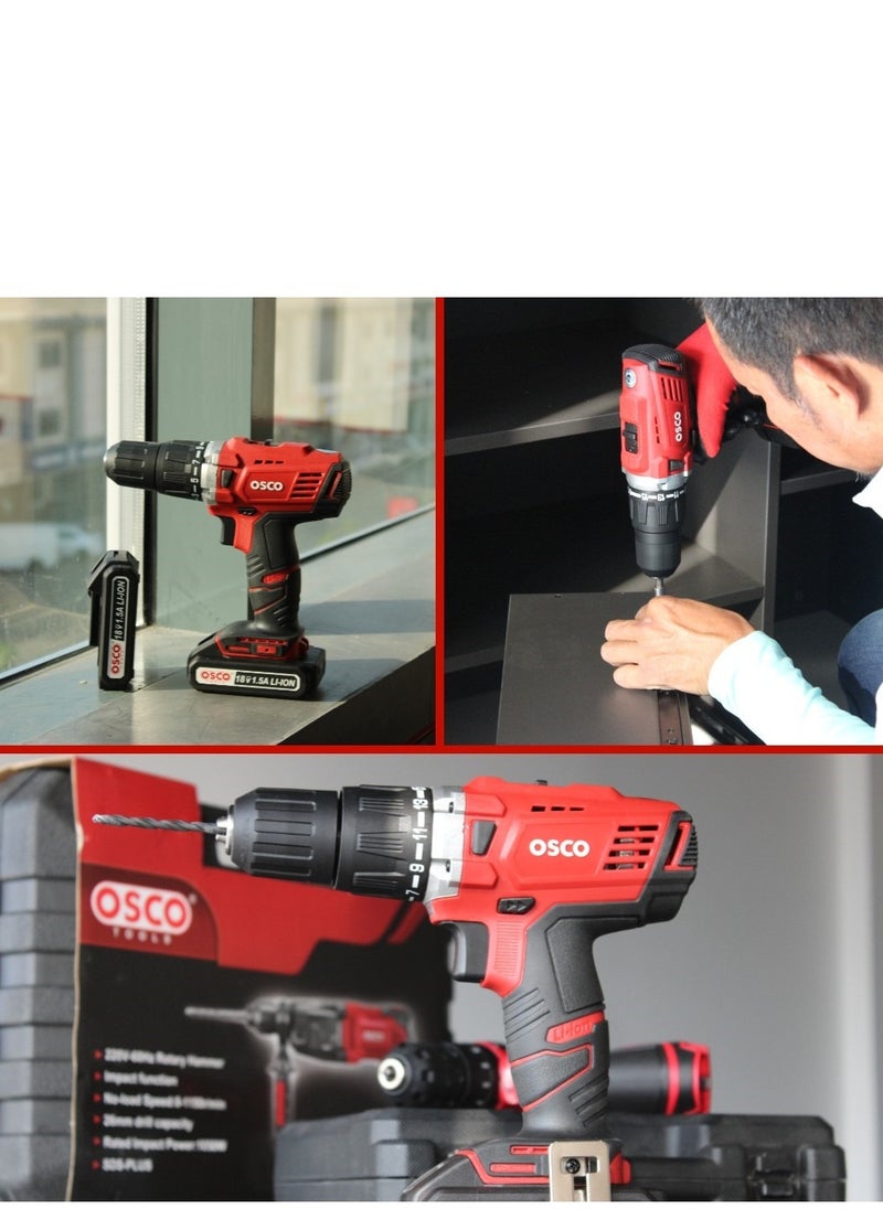 OSCO - Osco Li-Ion Cordless Drill 18 Volt 1.5 Amp - Two Battery - Image 1
