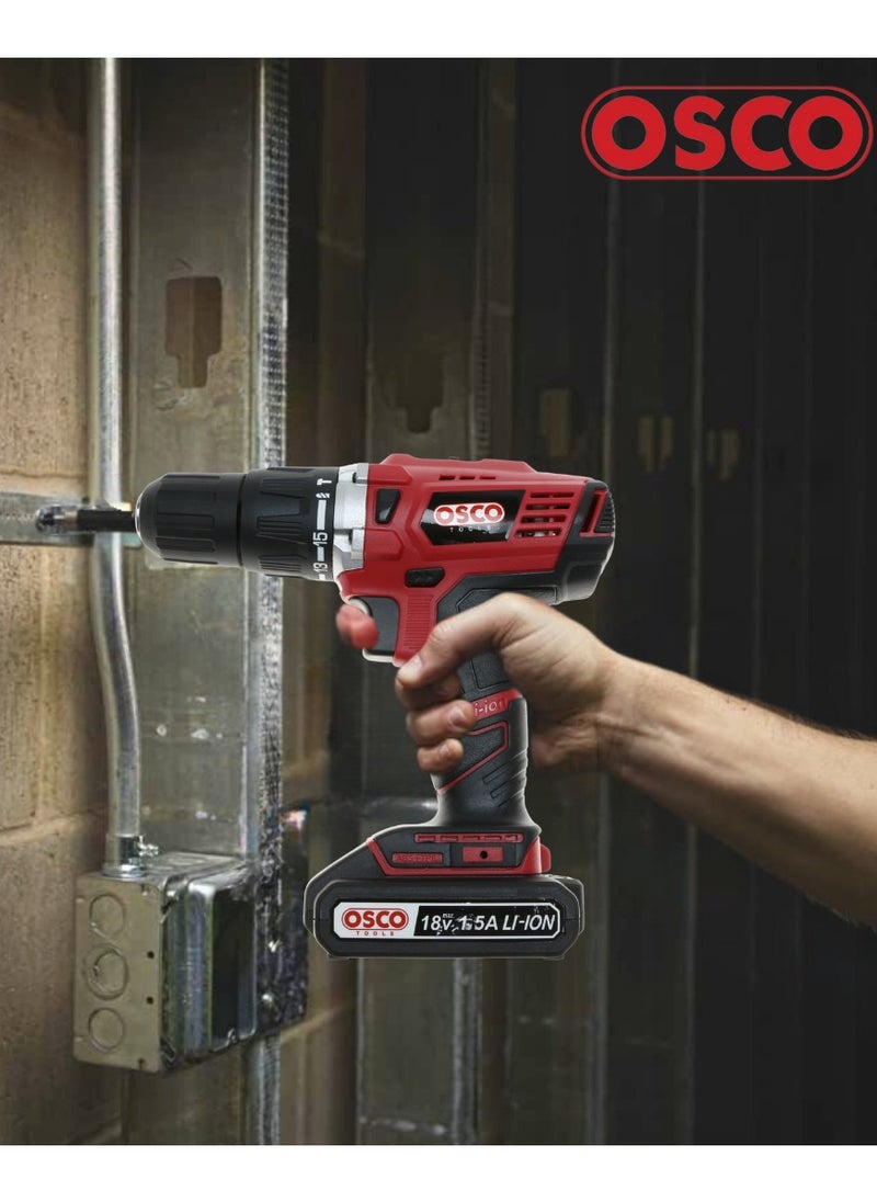 OSCO - Osco Li-Ion Cordless Drill 18 Volt 1.5 Amp - Two Battery - Image 1
