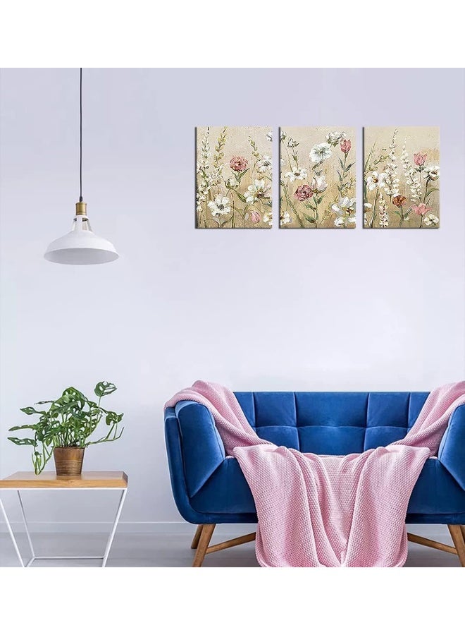 tigeridge Flowers Wall Art Pink White Canvas Art Modern Floral Canvas Picture Contemporary Canvas Artwork for Bedroom Living Room Bathroom Kitchen Home Office Wall Decor Framed Ready to Hang 36"W x 16"H - Image 2