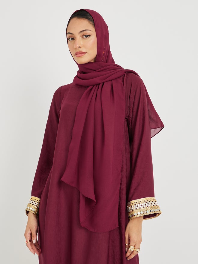 Styli Styli Lace Trim Boat Neck A-Line Jalabyia - Image 5