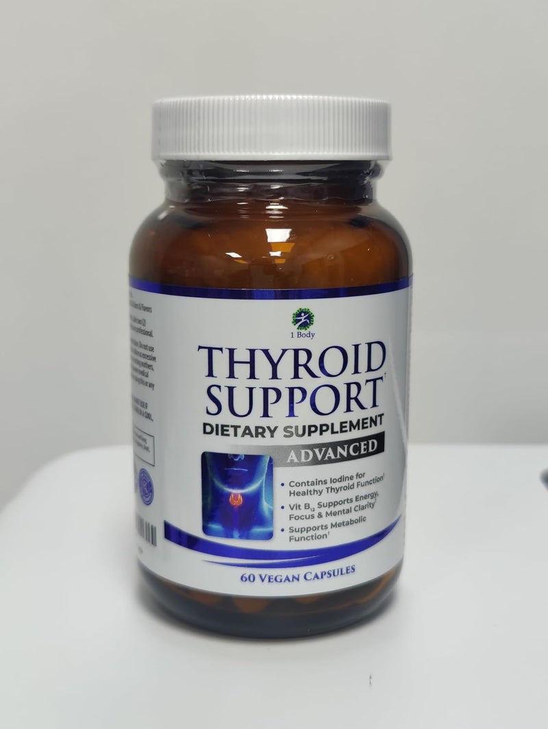 1 Body Thyroid Support Supplement for Women and Men Energy Focus Formula Vegetarian NonGMO Iodine Vitamin B12 Complex Zinc Selenium Ashwagandha Copper Coleus Forskohlii More 30 Day Supply - Image 5
