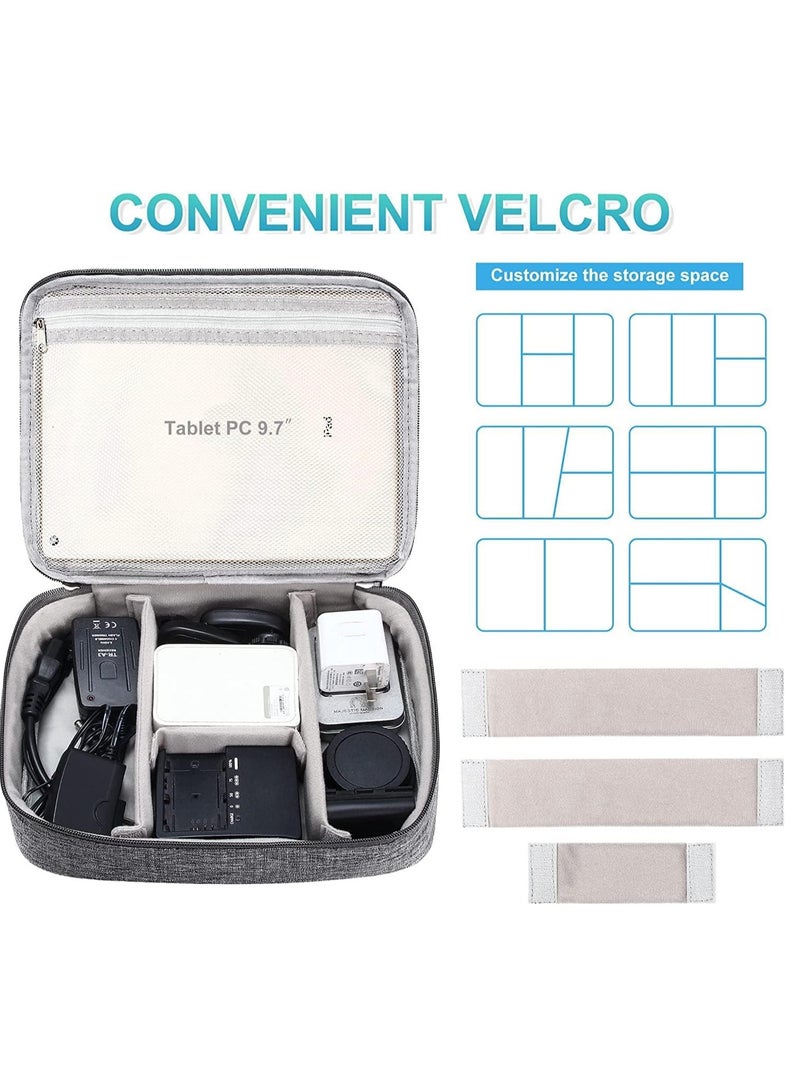 erorex Cable Organizer Bag Waterproof Travel Electronic Storage with Adjustable Divider Shockproof Portable for SD Card Case USB Flash Drive Charging Cords USB Charger Mini Tablet - Image 3