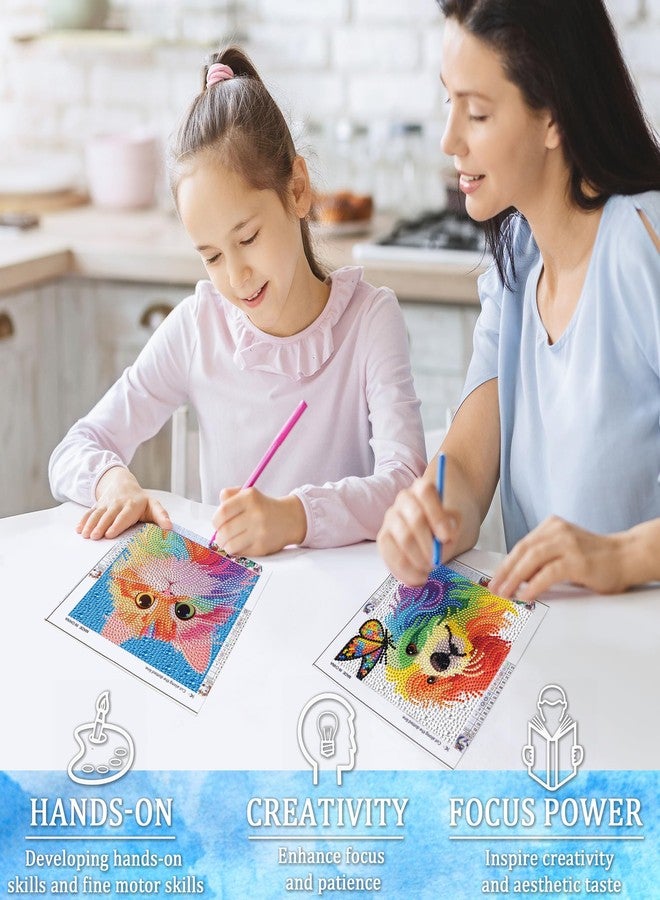 مجموعة أدوات الرسم بالألماس من جيزفايان، 4 قطع، للأطفال، 6 بوصات، فن الأحجار الكريمة على شكل حيوانات، مع 4 مجموعات أدوات، رسم بالأحجار الكريمة للمبتدئين، هدية حرفية إبداعية للمراهقين والأطفال (نمر وفهد). - Image 2
