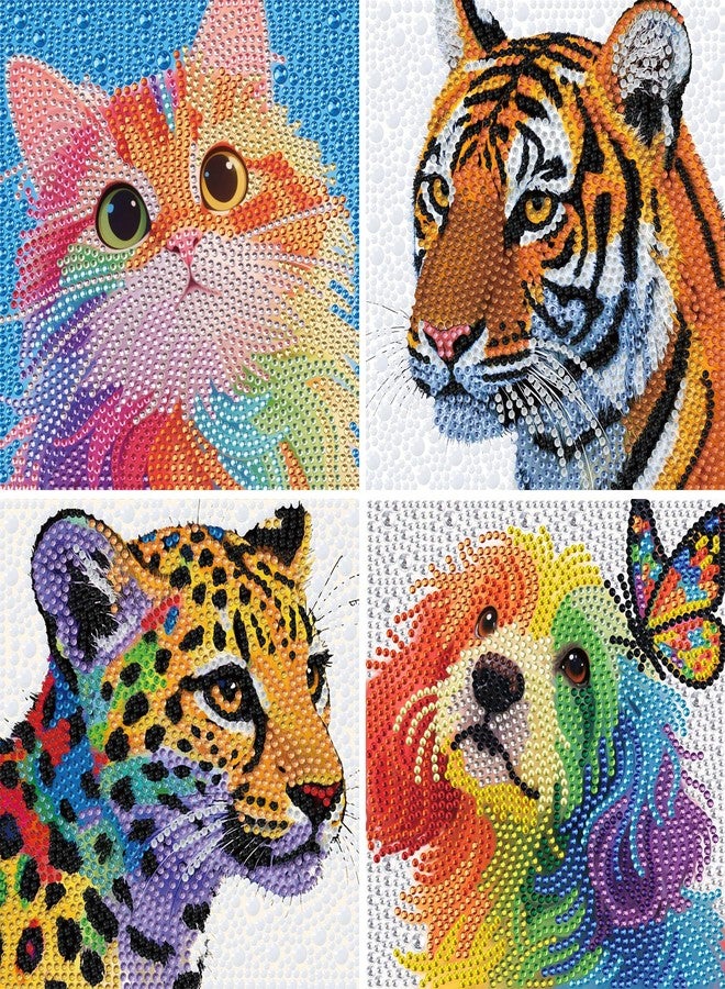 مجموعة أدوات الرسم بالألماس من جيزفايان، 4 قطع، للأطفال، 6 بوصات، فن الأحجار الكريمة على شكل حيوانات، مع 4 مجموعات أدوات، رسم بالأحجار الكريمة للمبتدئين، هدية حرفية إبداعية للمراهقين والأطفال (نمر وفهد). - Image 1