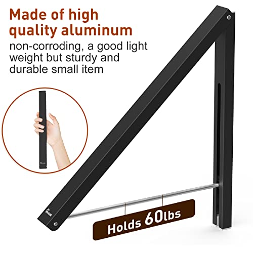Anjuer Laundry Room Clothes Rack Wall Mounted Retractable Folding Clothes Hanger Drying Rack for Laundry Room Closet Storage Organization Aluminum Easy Installation Black - Image 3