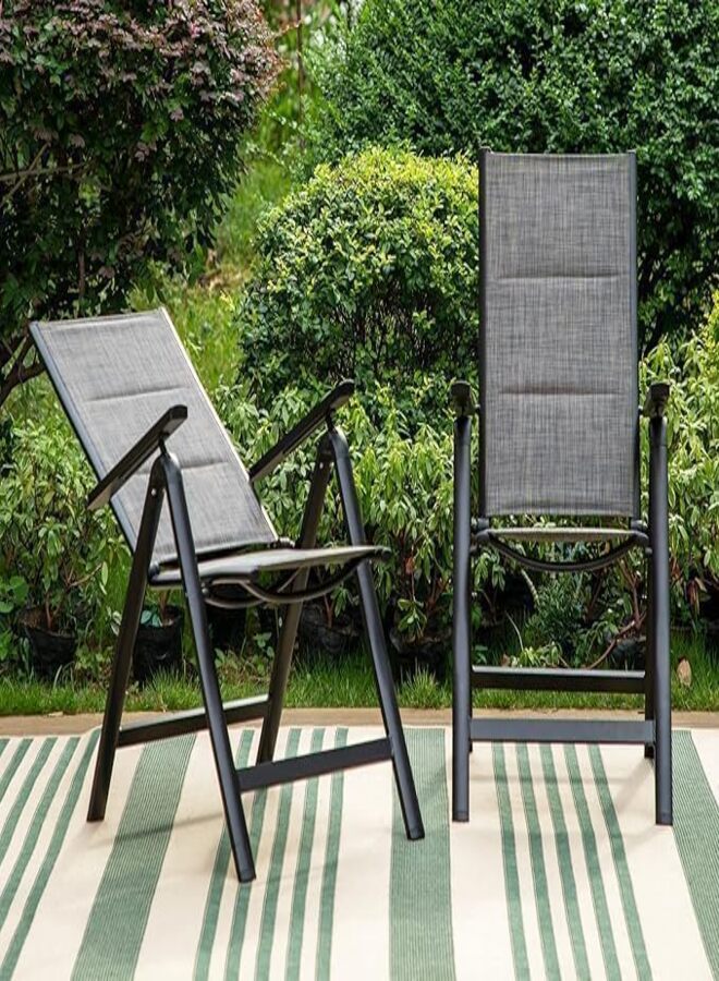 Harmony Home كرسي فناء قابل للتعديل وقابل للطي، إطار من الألمنيوم، مقاوم للطقس، خفيف الوزن، بدون تجميع، رمادي - Image 2