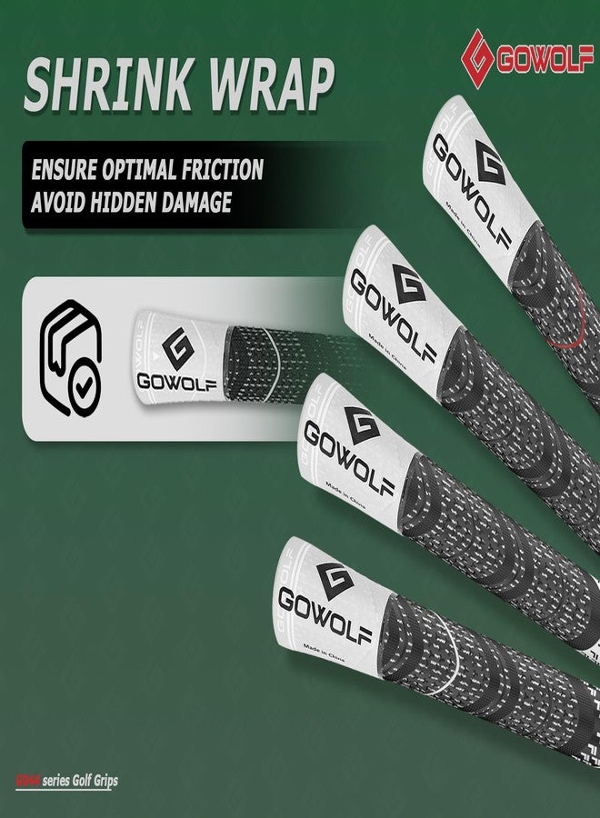 Gowolf 2024 New Corded Rubber Golf Grips 13 Pack, Back Rib Improved Control Multi-compound Hybrid Golf Club Grips, with Free 15 Tapes (Midsize,Green-White) - Image 5